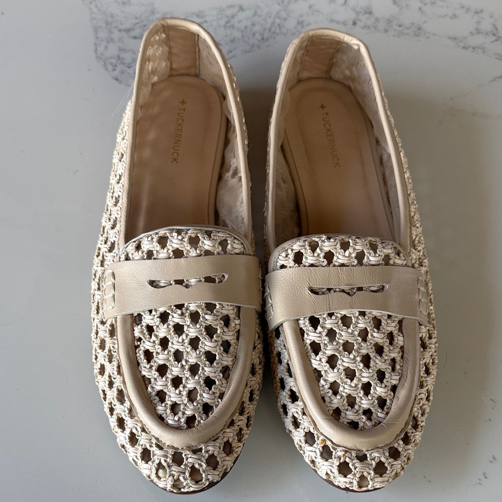 Tuckernuck Cream Woven Leather Loafers